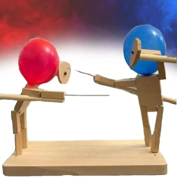 BALLOON BAMBOO MAN BATTLE WOODEN BOTS BATTLE GAME TWO-PLAYER FAST-PACED BALLOON BATTLE GAME WITH 20 BALLOONS FOR ADULTS - Image 2