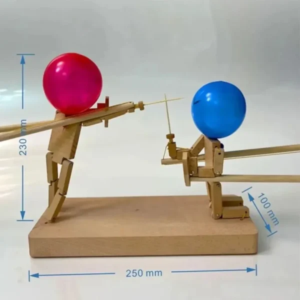 BALLOON BAMBOO MAN BATTLE WOODEN BOTS BATTLE GAME TWO-PLAYER FAST-PACED BALLOON BATTLE GAME WITH 20 BALLOONS FOR ADULTS - Image 5