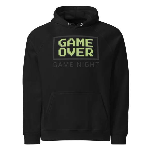 1GAME OVER GAME NIGHT UNISEX ECO RAGLAN HOODIE