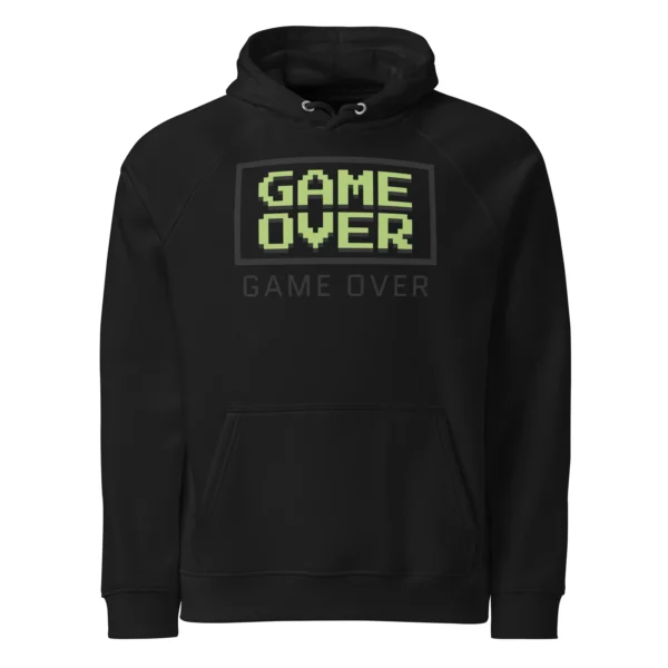 1GAME OVER GO AGAIN UNISEX ECO RAGLAN HOODIE
