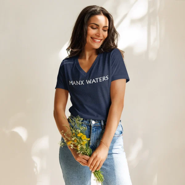 MANX WATERS WOMEN'S RELEAXED V-NECK T-SHIRT - Image 2