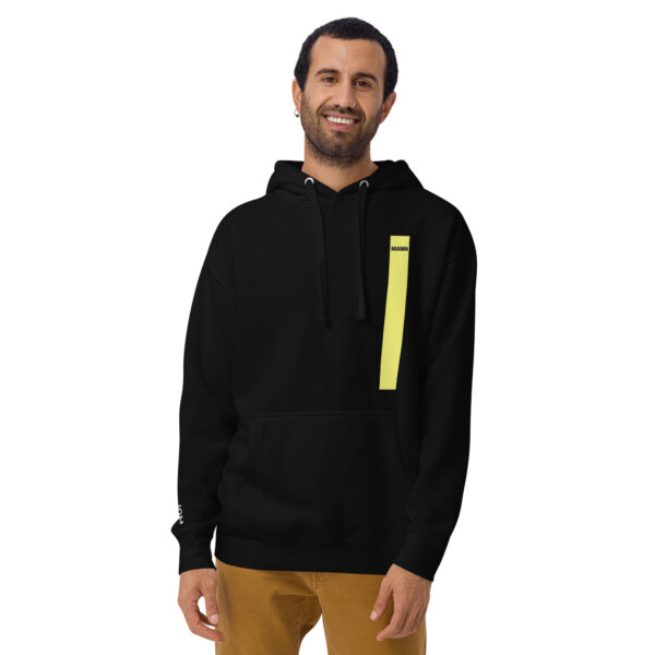 Isle of Man Mann F&B Print Yellow Stripe Unisex Premium Hoodie - Image 2