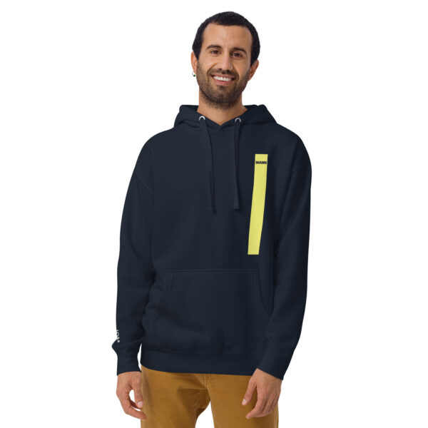 Isle of Man Mann F&B Print Yellow Stripe Unisex Premium Hoodie - Image 4