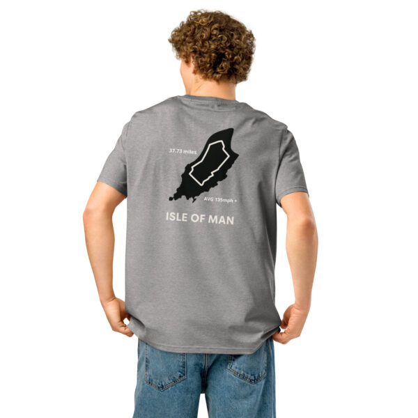 Isle of Man Lap Map F&B Print Unisex organic ribbed neck t-shirt - Image 4